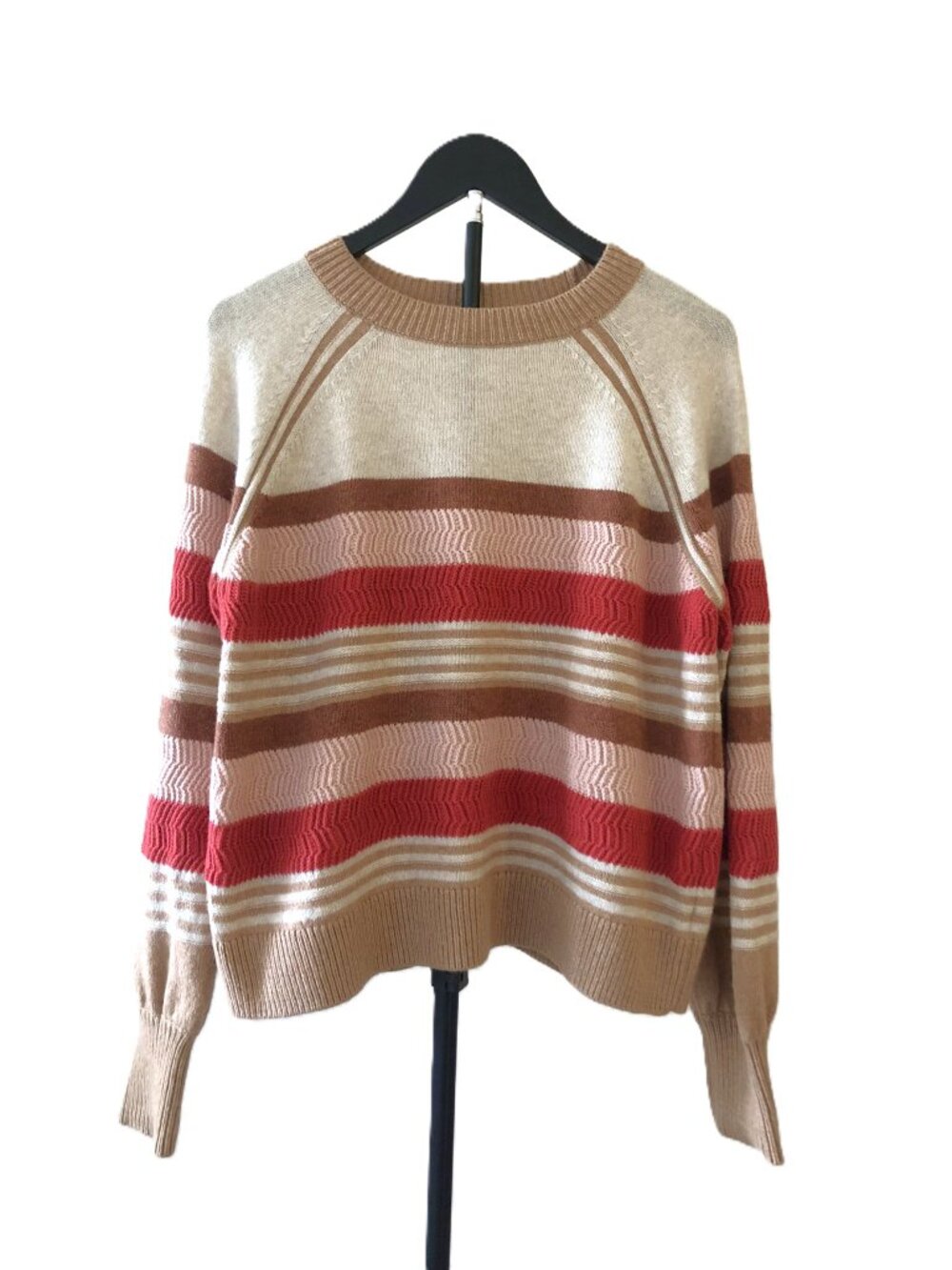 Margaret O'leary Striped Sweater Wool Cotton Blend Size S Pullover Crew Neck